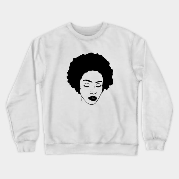 Woman with Curly Natural Afro Hair Crewneck Sweatshirt by Isabelledesign